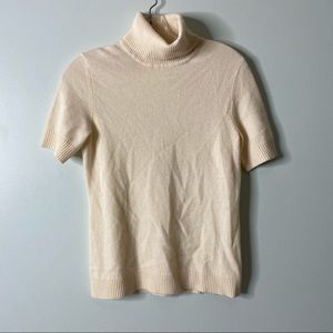 Lord & Taylor Cream Cashmere Turtleneck Top Small